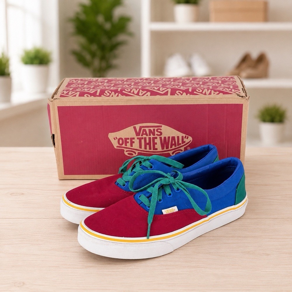 Vans Era Colorblock Canvas Sneakers Kids US 6.5 Lapis Blue Red w/ Box‎